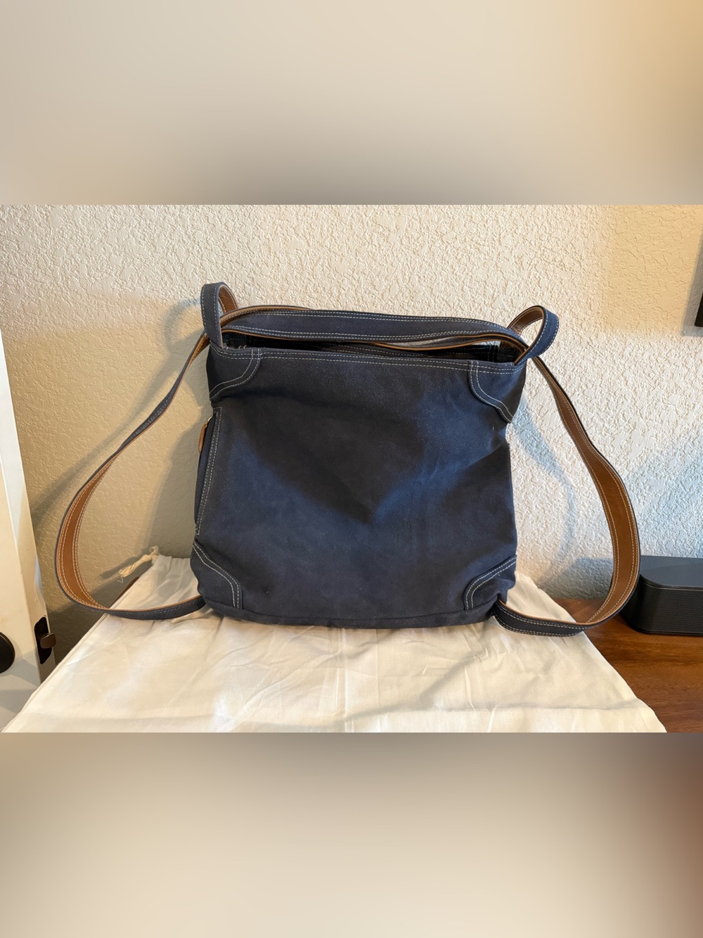 Mandrn Ezra Denim Suede Zip Tote or Backpack Used Once - Picture 2 of 13